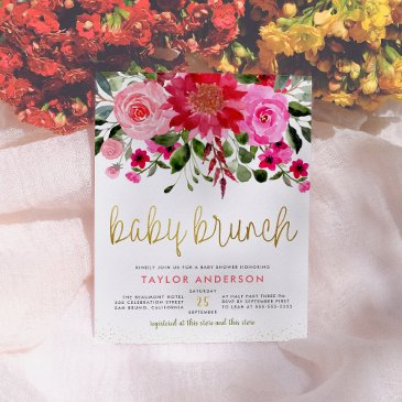 chic floral baby brunch baby girl baby shower invitation postinvitations