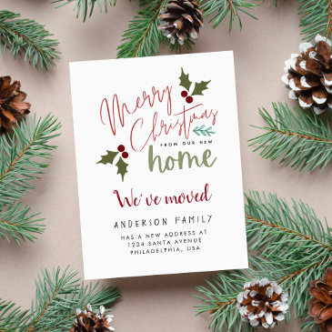 chic merry christmas from our new home moving announcement postinvitations