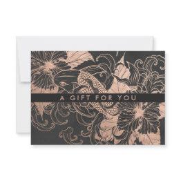 Small Chic Rose Gold Floral Koi | Gift Certificate Front View