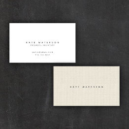 Small Chic Simple Minimalist Natural Canvas Business Invitations Front View