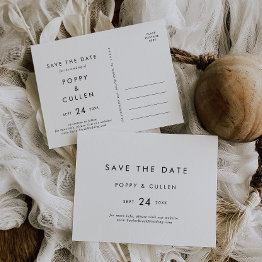 Small Chic Typography Horizontal Save The Date Postinvitations Front View