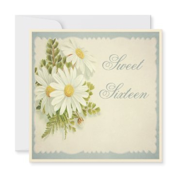 chic vintage daisies sweet 16 invitation