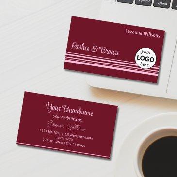 chic wine red pink stripes with logo professional business invitations