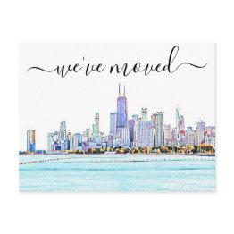 Small Chicago Skyline Moving Announcement Postinvitations Front View