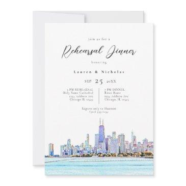 chicago skyline rehearsal dinner invitation