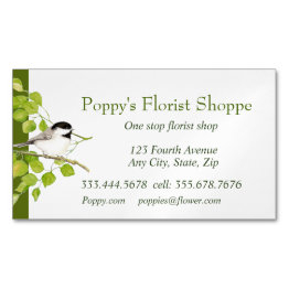 Small Chickadee Florist Shoppe Flowers Business Invitations Front View