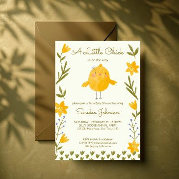 chicken farm animals whimsical baby shower invitation