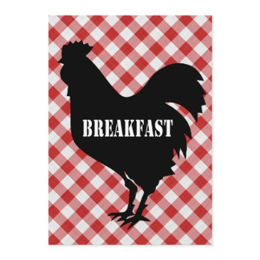 chicken silo on red check background breakfast invitation