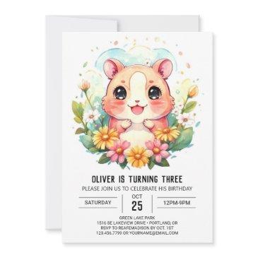 children's enchanted hamster birthday invitation
