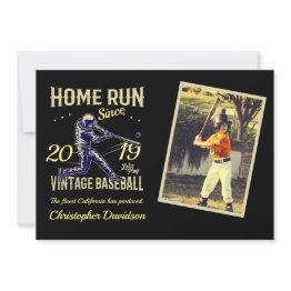 Small Childs Little League Baseball Birthday Invitation Front View
