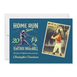 Small Childs Little League Baseball Birthday Invitation Front View