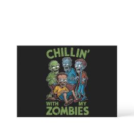 Small Chillin With My Zombies Halloween Boys Kids Funny Invitation Front View