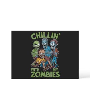 chillin with my zombies halloween boys kids funny invitation