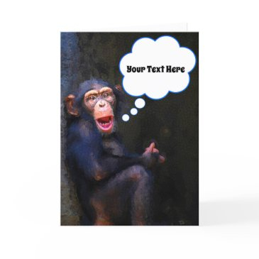 chimpanzee funny face wildlife greeting invitations