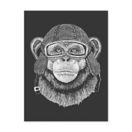 Small Chimpanzee Motorcycle Rider Postinvitations Front View