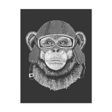 chimpanzee motorcycle rider postinvitations