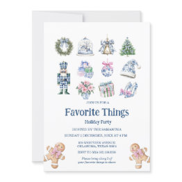 Small Chinoiserie Favorite Things Holidays Party Invitation Front View