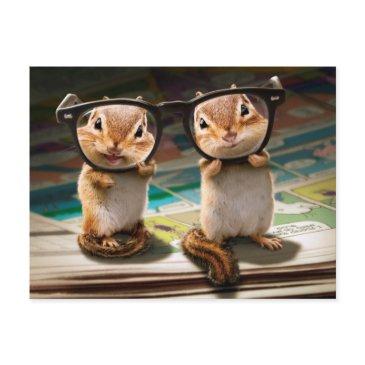 chipmunks in reading glasses invitation postinvitations