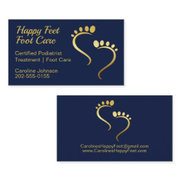 Small Chiropodist Podiatrist Pedicure Foot Care Navy Business Invitations Front View