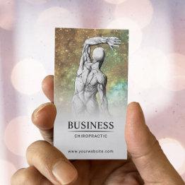 Small Chiropractor Glam Glitter Anatomy Chiropractic Business Invitations Front View