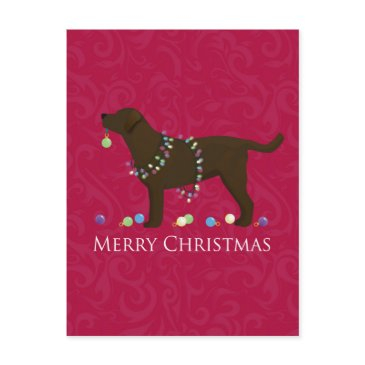 chocolate lab merry christmas design holiday postinvitations