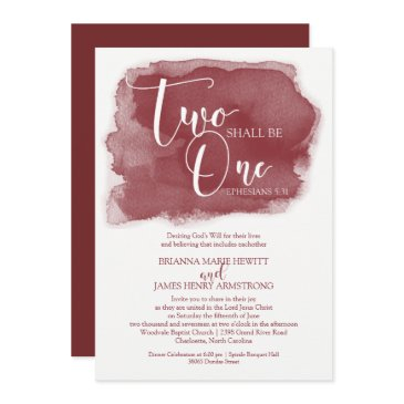 christian wedding invitation - watercolor marsala
