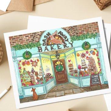 christmas bakery watercolor postinvitations