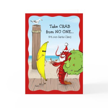 christmas banana and santa claws lobster funny holiday invitations
