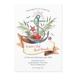 Small Christmas Boat Parade Anchor Invitation Front View