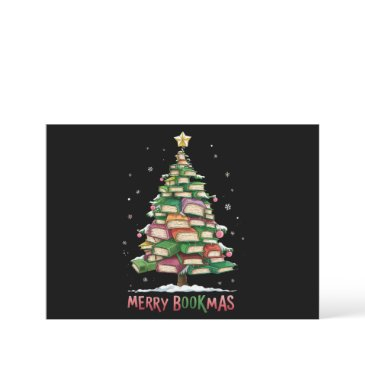 christmas book lover tree librarian merry bookmas holiday invitations