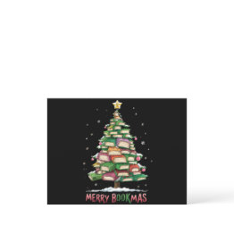 Small Christmas Book Lover Tree Librarian Merry Bookmas Holiday Postinvitations Front View