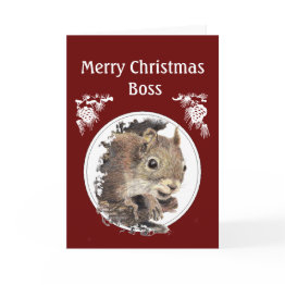 Small Christmas Boss, From The Bunch Of Nuts -squirrel Holiday Invitations Front View