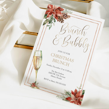 christmas brunch and bubbly champagne invitation