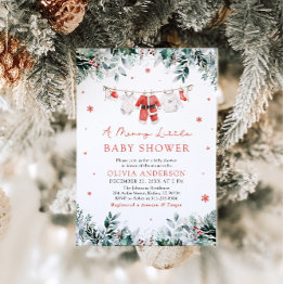 Small Christmas Clothesline A Merry Little Baby Shower Invitation Front View