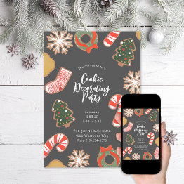 Small Christmas Cookie Decorating Holiday Party Invitation Front View