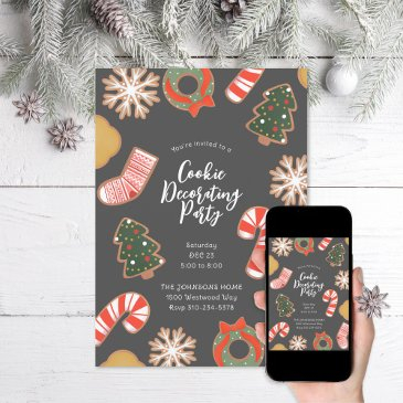 christmas cookie decorating holiday party invitation