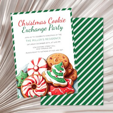 christmas cookie exchange party festive green invitation