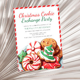 Small Christmas Cookie Exchange Party Festive Red Invitation Front View