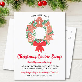 Small Christmas Cookie Swap Party Invitation Postinvitations Front View