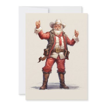 christmas cowboy santa claus vintage holiday invitations