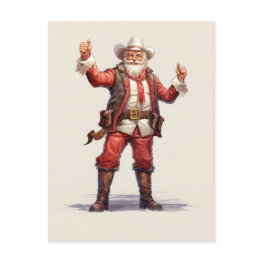 Small Christmas Cowboy Santa Claus Vintage Postinvitations Front View