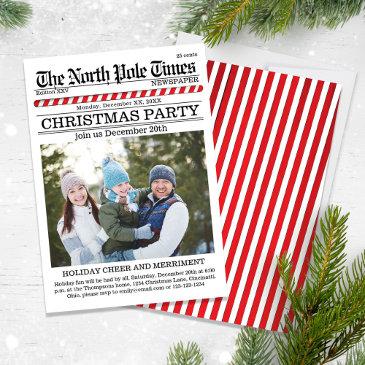 christmas cute holiday party newspaper whimsical invitation
