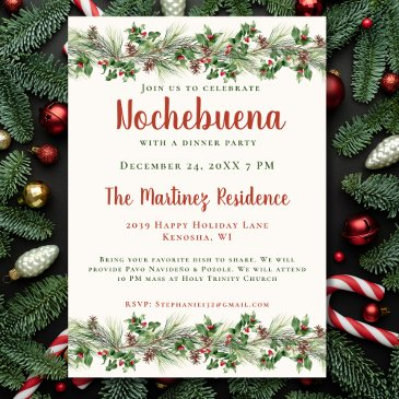 christmas eve botanical mexican nochebuena invitation