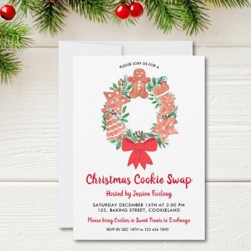 christmas gingerbread cookie swap party invitation