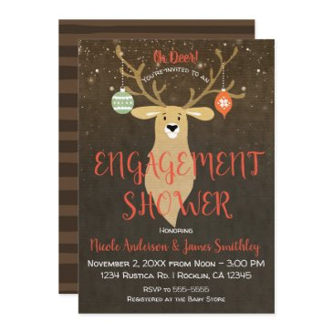 christmas holiday rustic deer engagement shower invitation