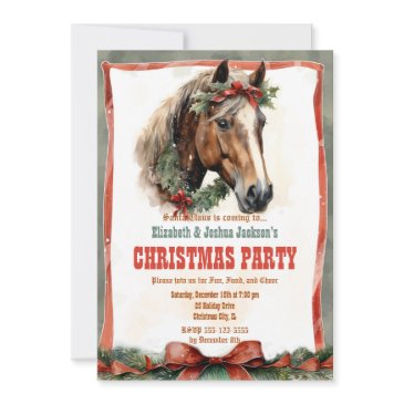 christmas horse watercolor invitation