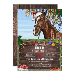 Small Christmas Horse With Hat   Invitation Front View