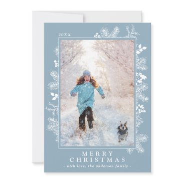 christmas ice blue and white botanical | photo holiday invitations
