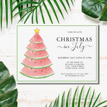 christmas in july watermelon summer party invitation