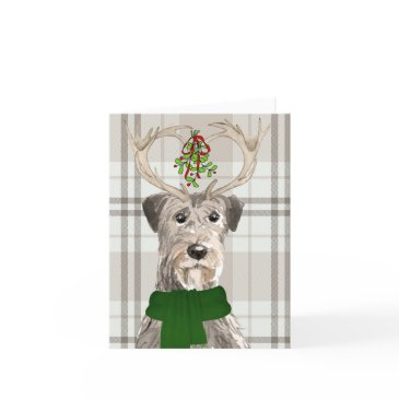 christmas irish wolfhound and taupe plaid holiday invitations